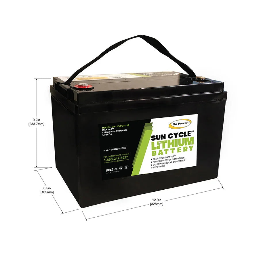Go Power! 100AH Lithium Iron Phosphate Solar Battery 12 Volt - Green Vista Living