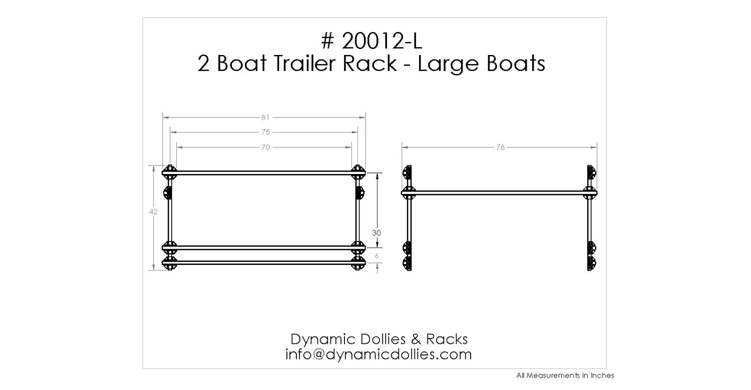 Dynamic Dollies & Racks 2 Boat Trailer Rack - Large