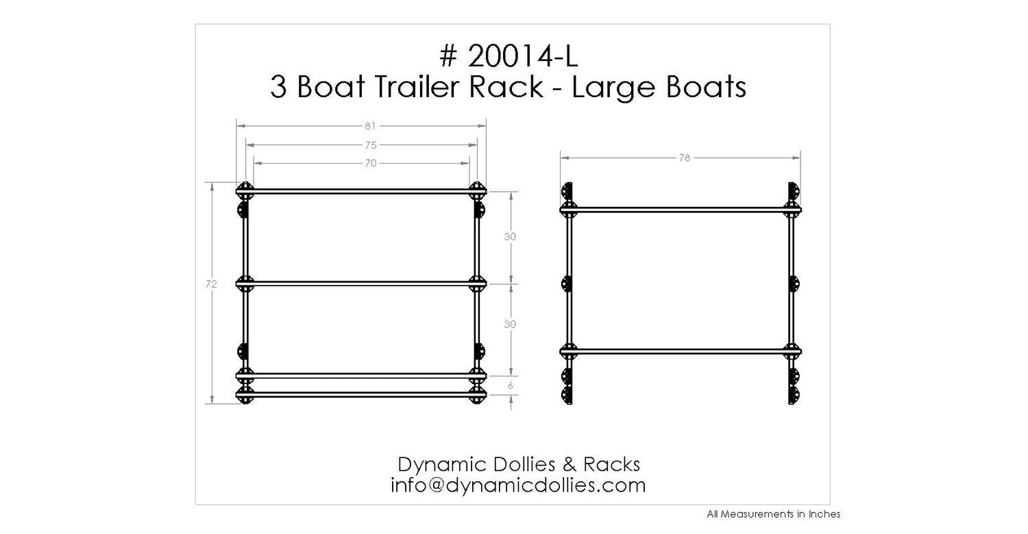 Dynamic Dollies & Racks 3 Boat Trailer Rack - Large
