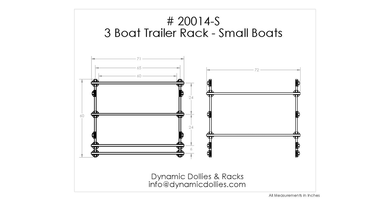 Dynamic Dollies & Racks 3 Boat Trailer Rack - Small