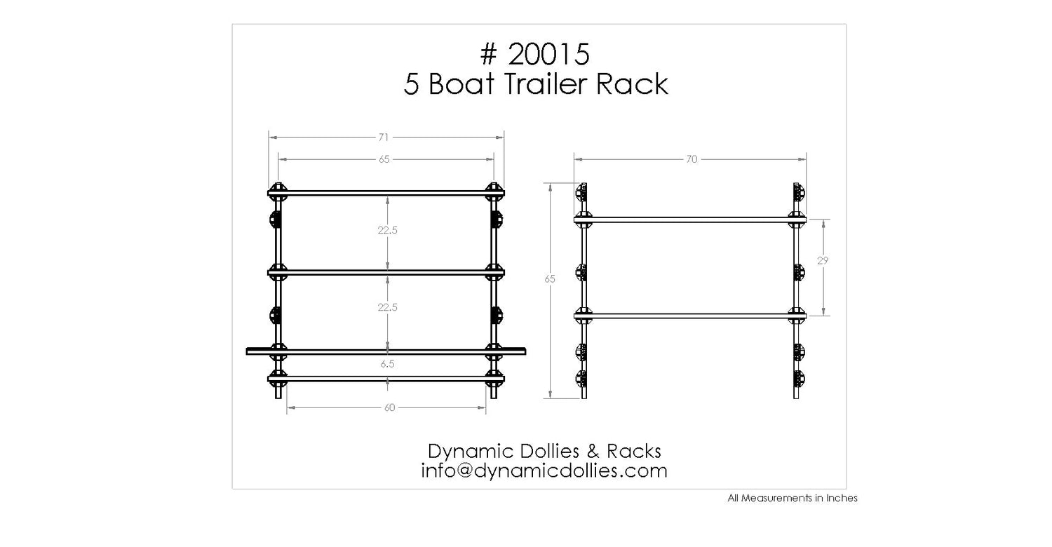Dynamic Dollies & Racks 5 Boat Trailer Rack (Laser/Sunfish Size)