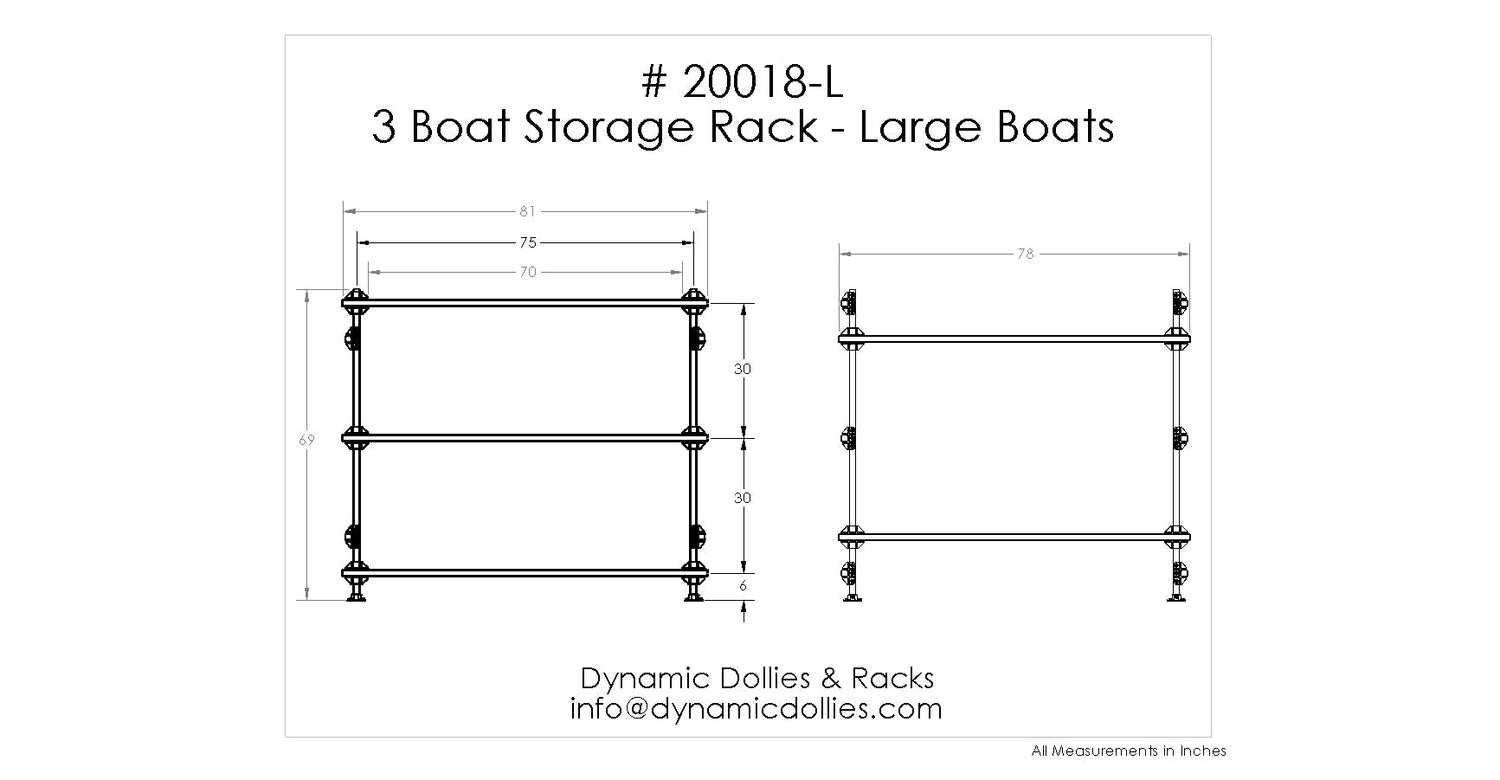 Dynamic Dollies & Racks 3 Boat Storage Rack - Large