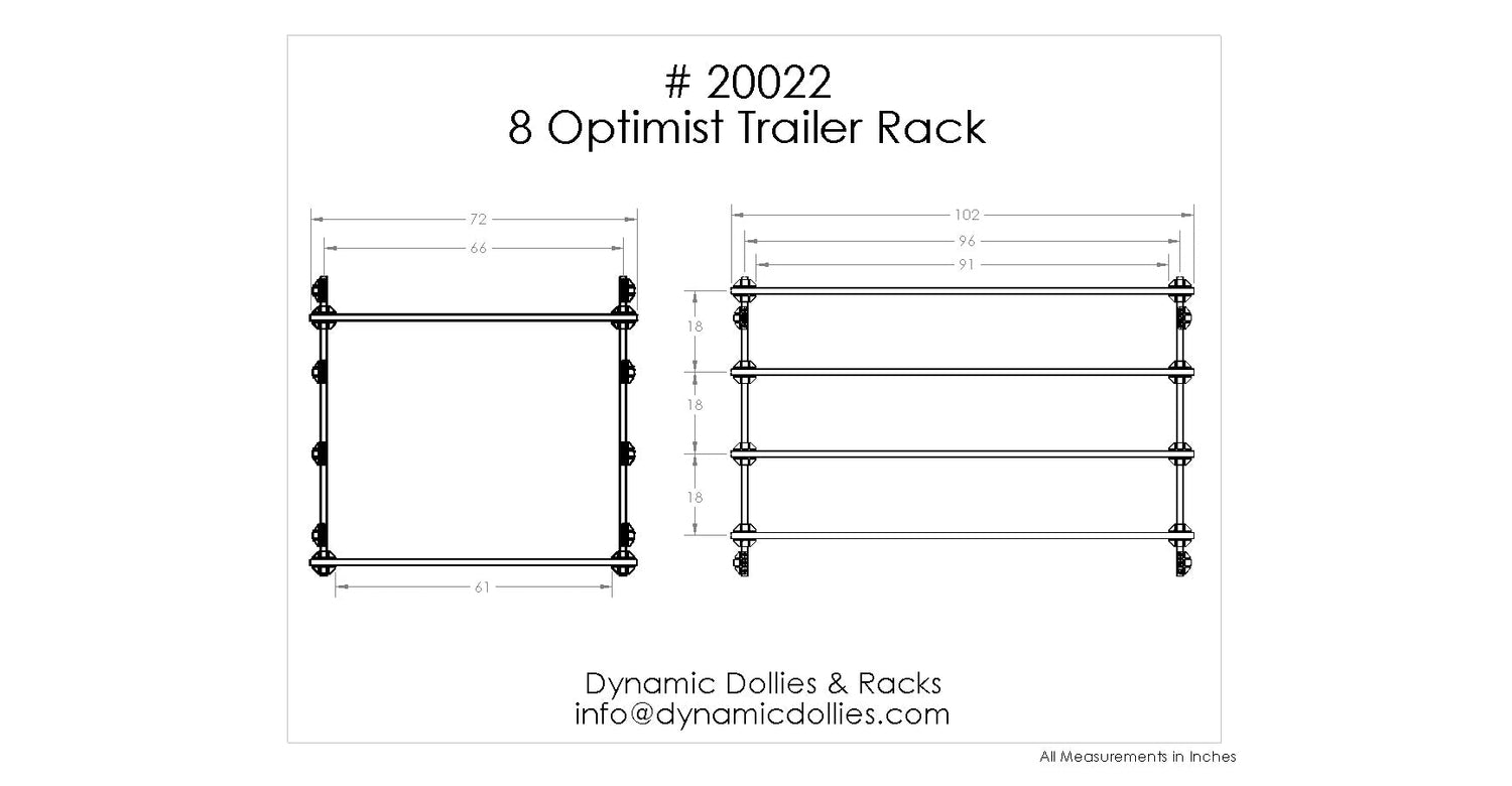 Dynamic Dollies & Racks 8 Optimist Trailer Rack