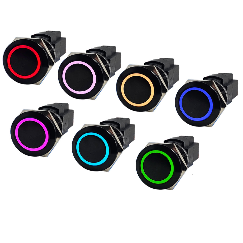 Plashlight Marine Push Button Switch - RGB - 10A - Black Anodized