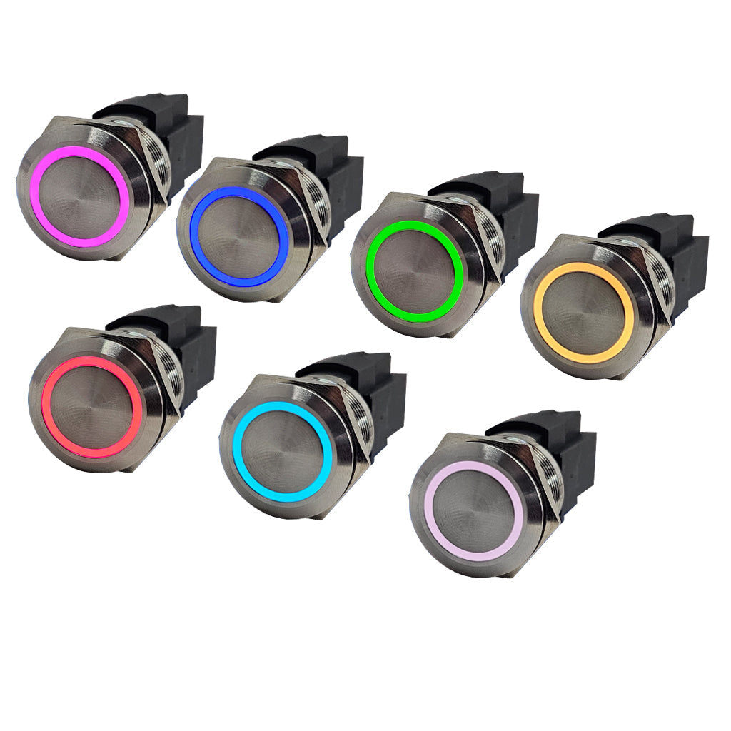 Plashlight Marine Push Button Switch - RGB - 10A - Stainless Steel