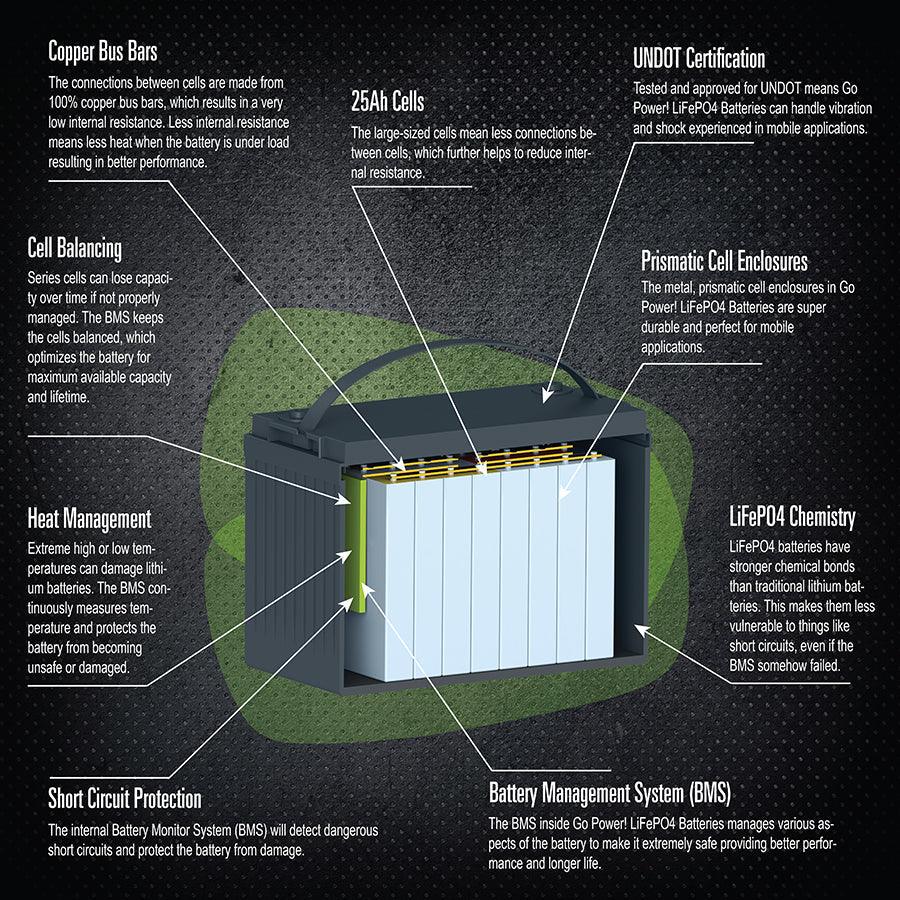 Go Power! 250Ah Lithium Iron Phosphate Solar Battery - Green Vista Living