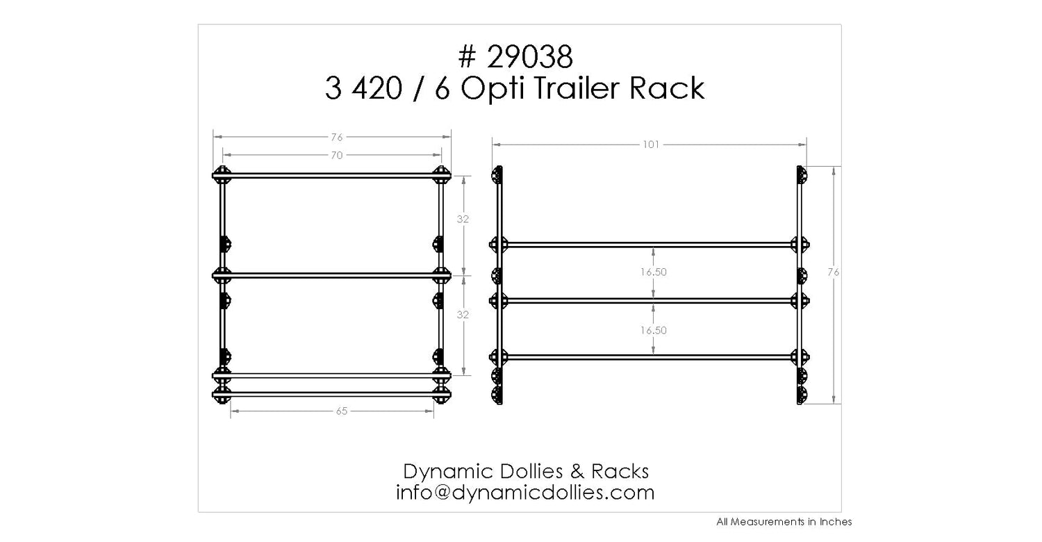 Dynamic Dollies & Racks 3 420 / 6 Opti Trailer Rack