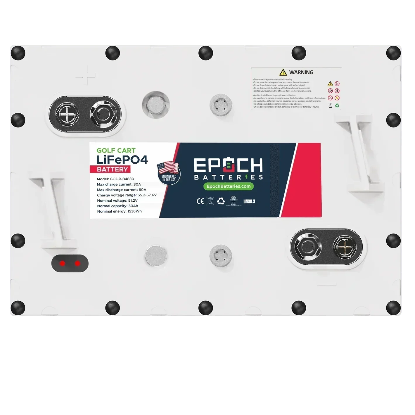 Epoch Batteries 48V 30Ah GC2 - Golf Cart LiFePO4 Lithium Battery - Green Vista Living