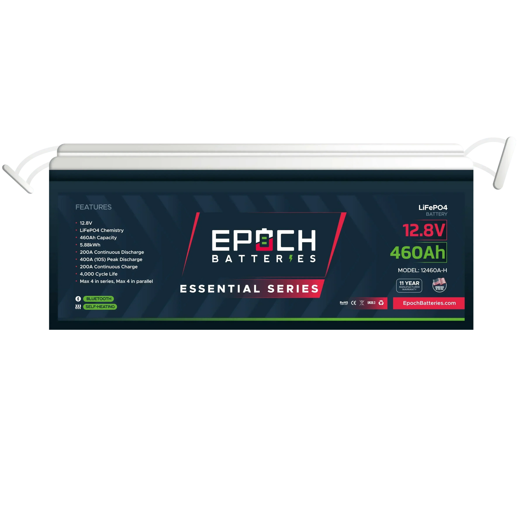 Epoch Batteries 12V 460Ah Essential Series - Bluetooth & Heated LiFePO4 Battery - Green Vista Living