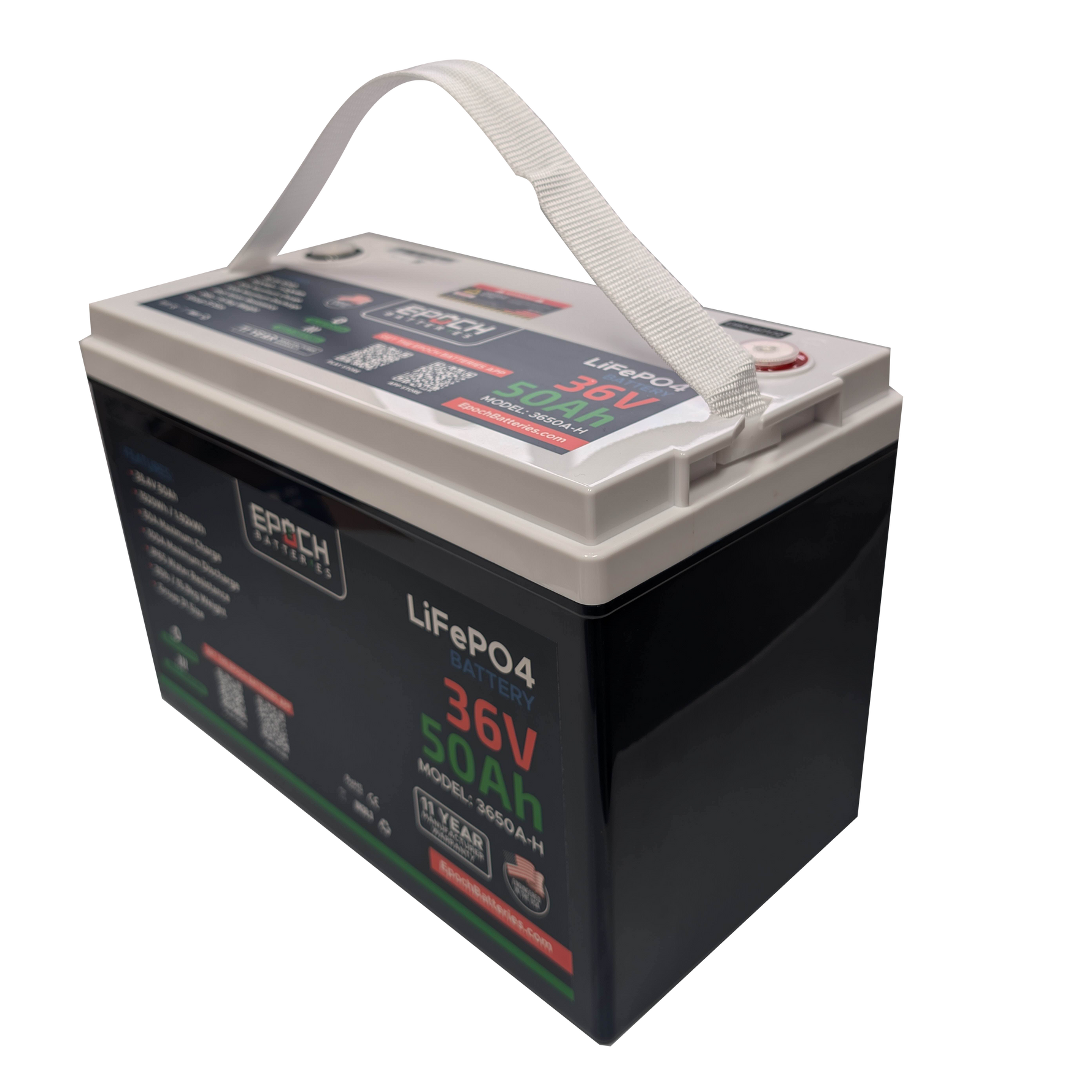 Epoch Batteries 36V 50Ah Essential Series - Bluetooth & Heated LiFePO4 Battery - Green Vista Living