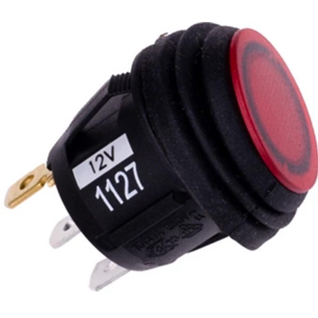 Plashlight Round Waterproof Rocker Switch - Illuminates Red