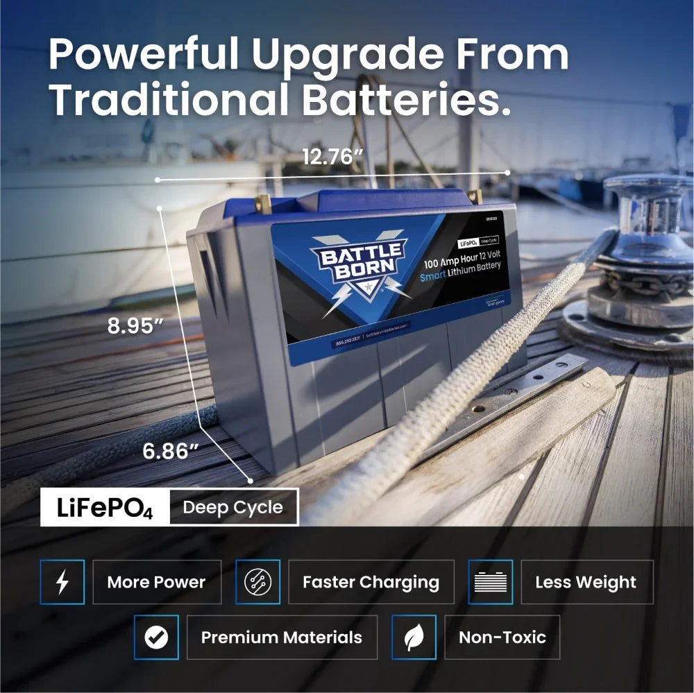 Battle Born 100Ah 12V Smart LiFePO4 Deep Cycle Battery - Green Vista Living