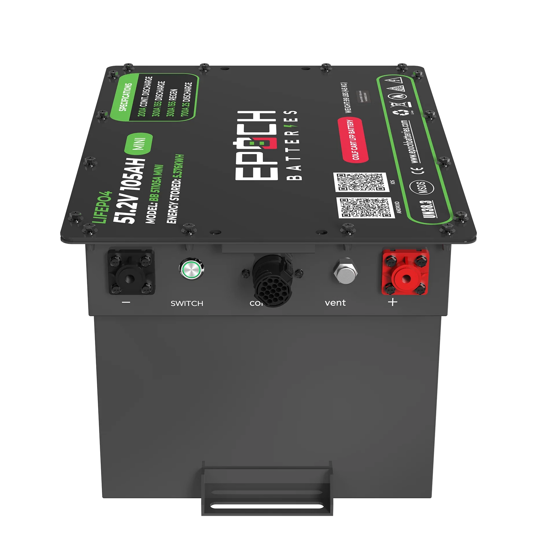 Epoch 48V 105Ah MINI - Lithium (LiFePO4) Golf Cart Battery - Complete Kit - Green Vista Living