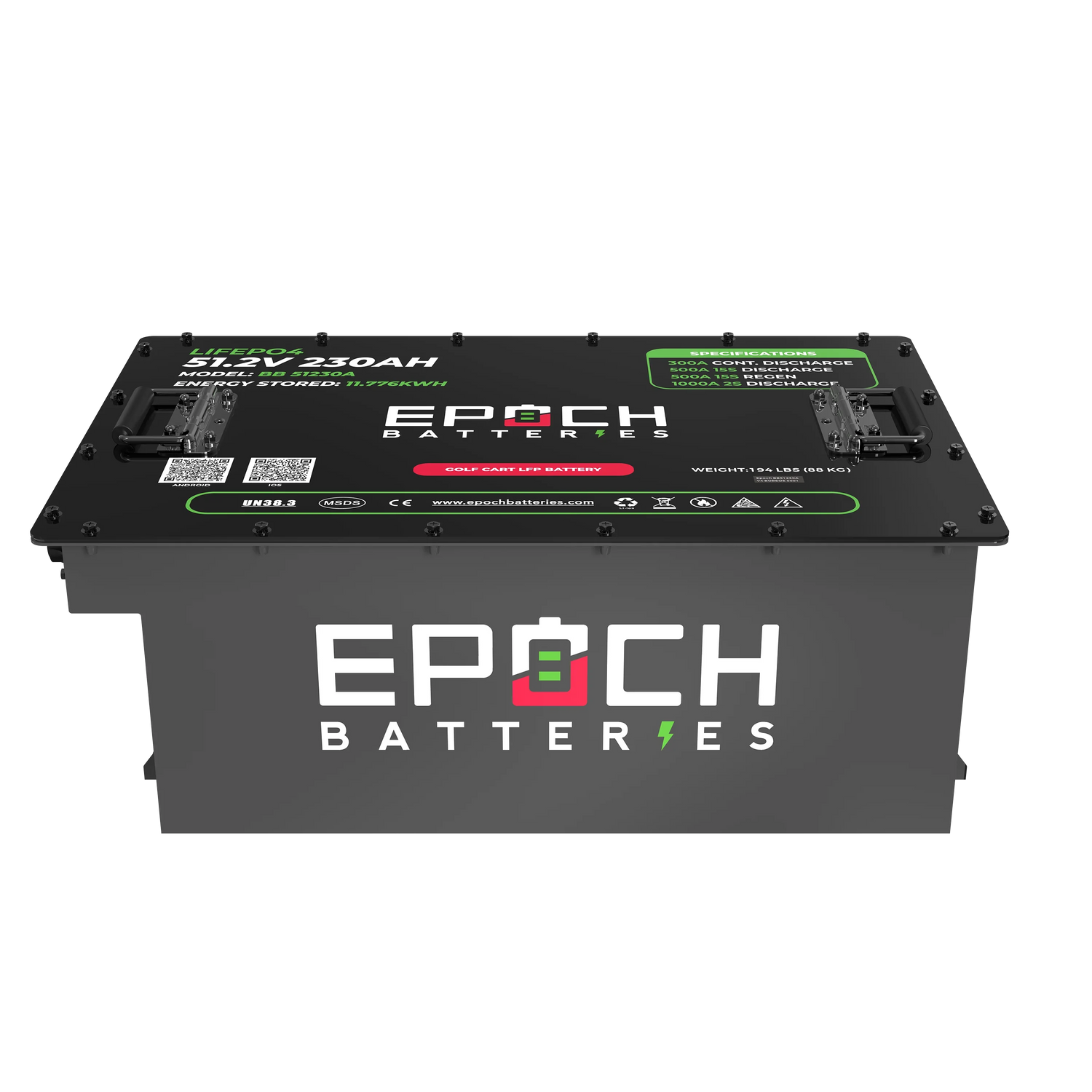 Epoch 48V 230Ah - LiMax Series - Lithium (LiFePO4) Golf Cart Battery - Complete Kit Epoch Batteries