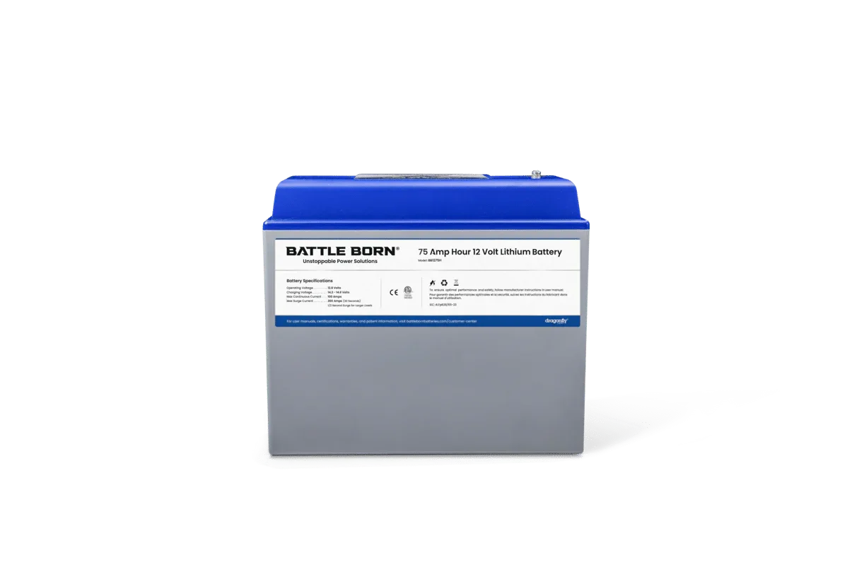 Battle Born 75Ah 12V Group 24 LiFePO4 Heated Battery Kit - Green Vista Living