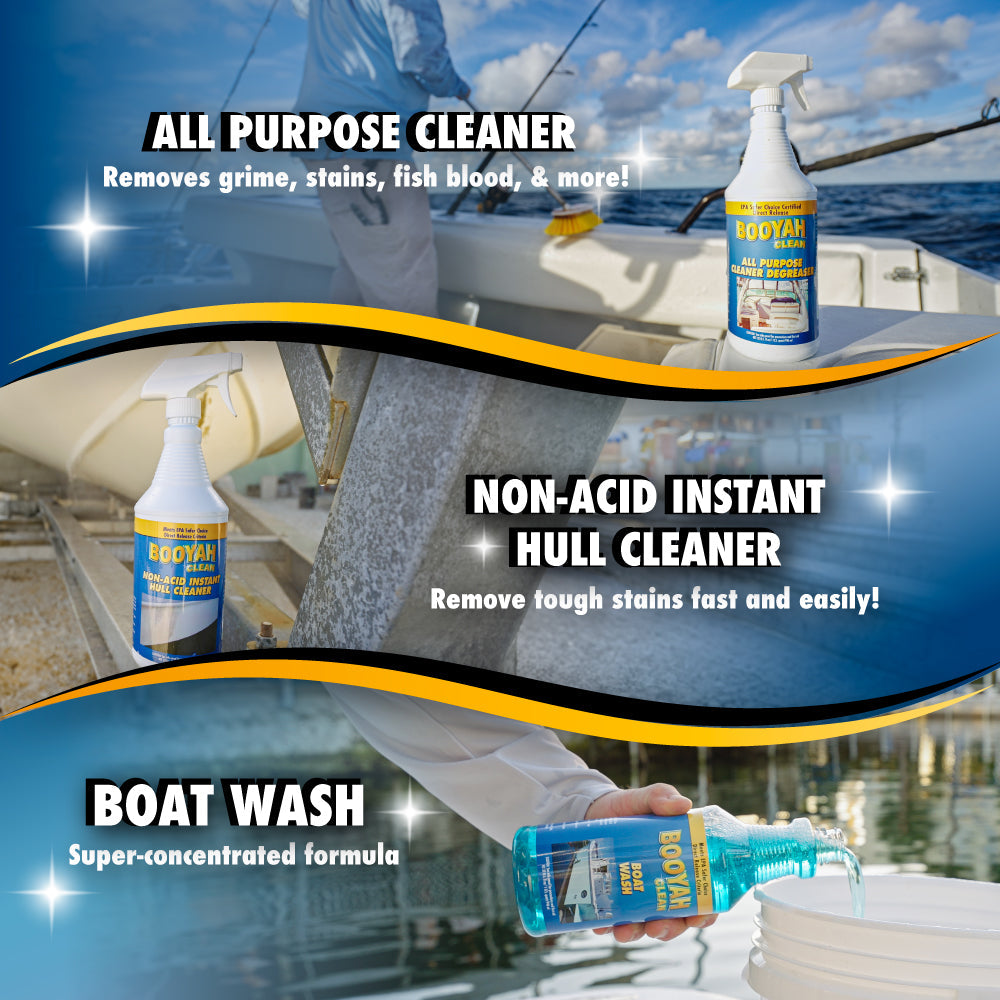 BOOYAH CLEAN COMPLETE BOAT CLEANING KIT – QUART TRIO