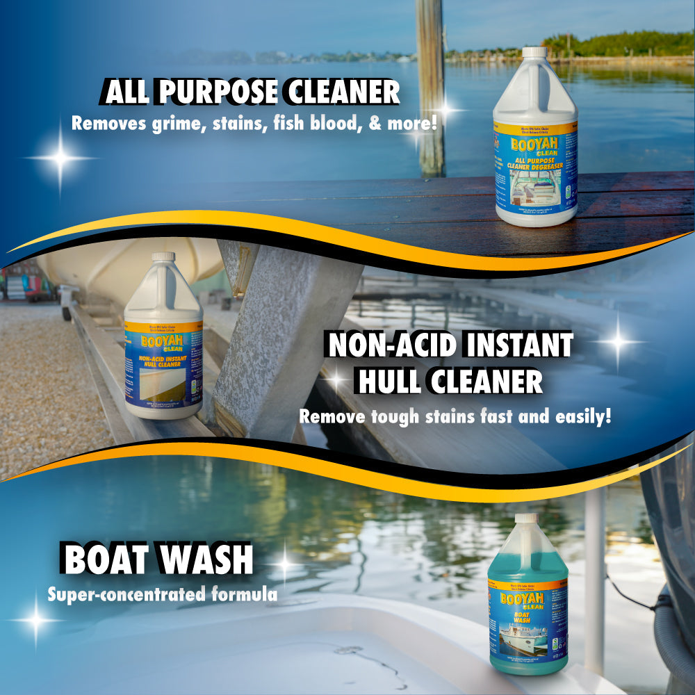 BOOYAH CLEAN COMPLETE BOAT CLEANING KIT – GALLON TRIO