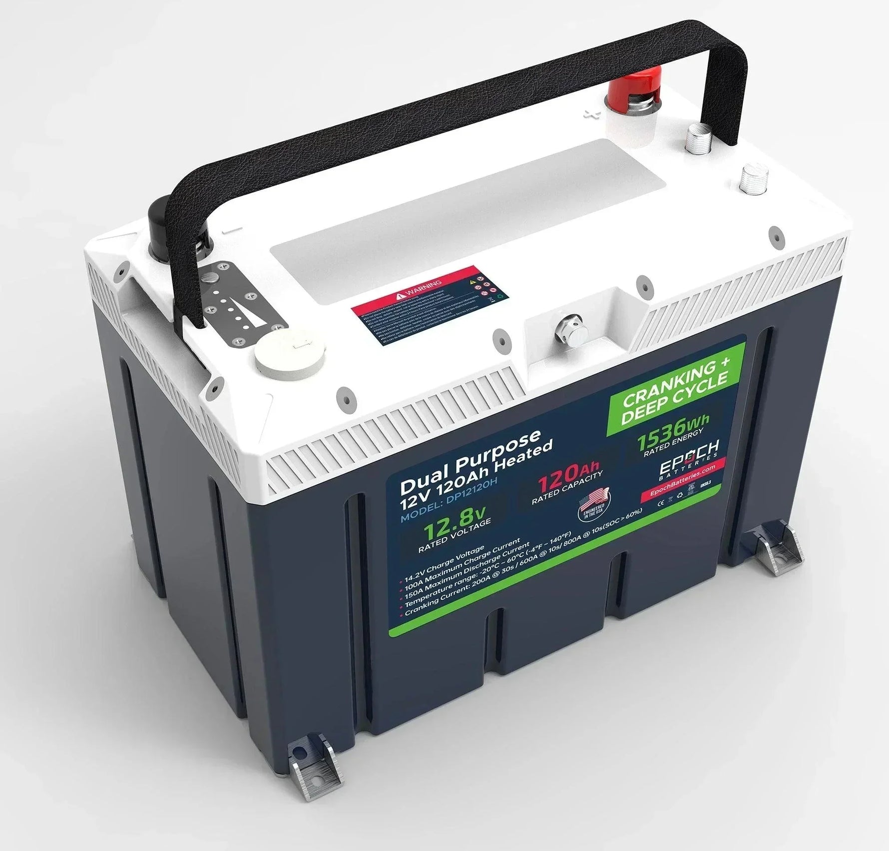 Epoch Batteries 12V 120Ah Pro Series - LiFePO4 Cranking & Deep Cycle Lithium Battery (Dual Purpose) - Green Vista Living