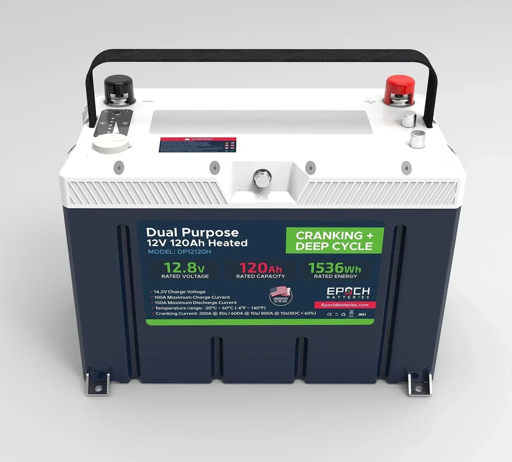Epoch Batteries 12V 120Ah Pro Series - LiFePO4 Cranking & Deep Cycle Lithium Battery (Dual Purpose) - Green Vista Living