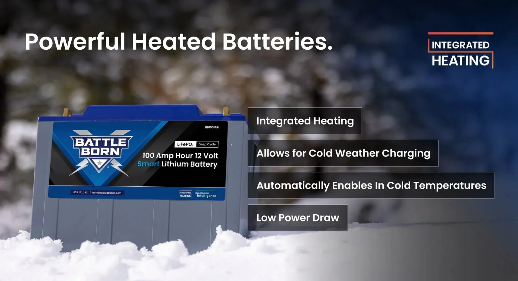 Battle Born 100Ah 12V Smart Heated LiFePO4 Deep Cycle Battery Kit - Green Vista Living