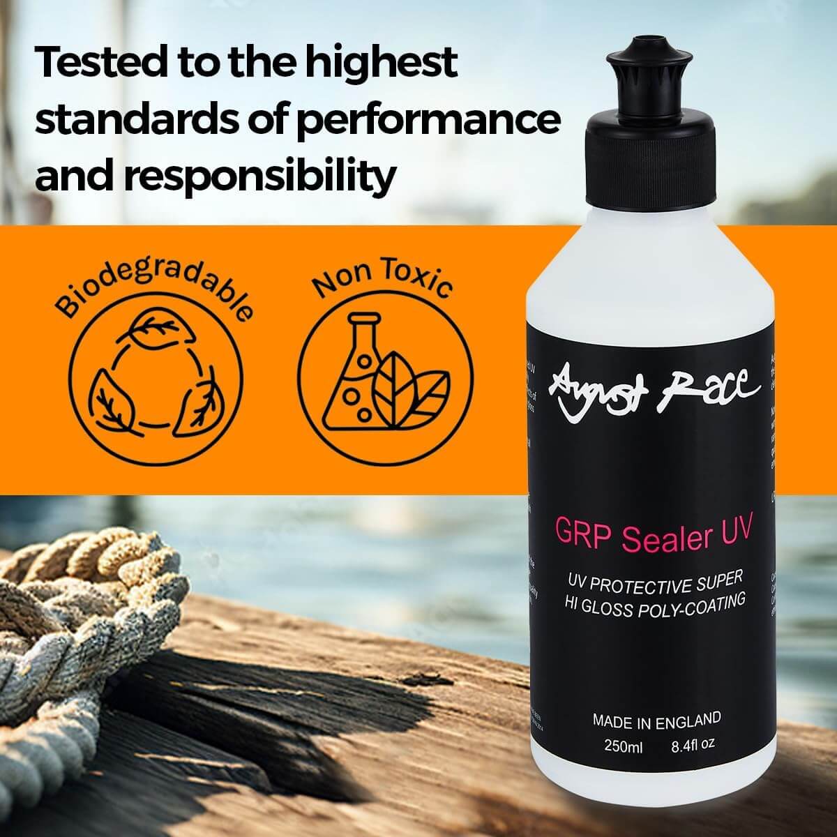 August Race Fiberglass Sealer & UV Protector - Long-Lasting Marine Surface Protection (250ml)