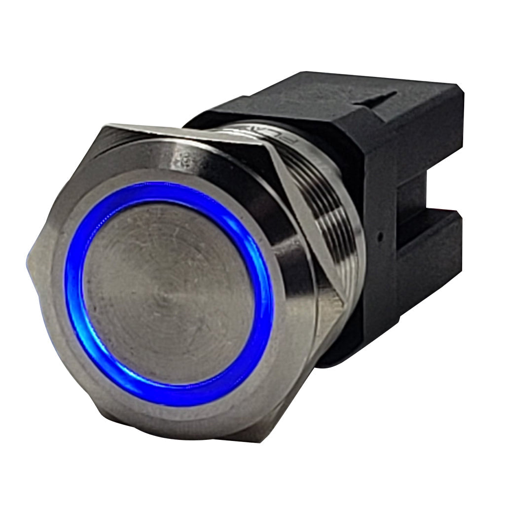Plashlight Marine Push Button Switch - Blue LED - 20A - Stainless Steel