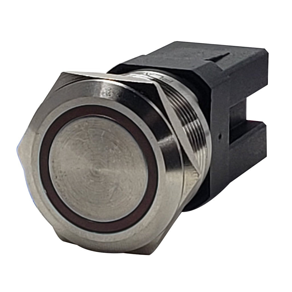 Plashlight Marine Push Button Switch - Red LED - 20A - Stainless Steel
