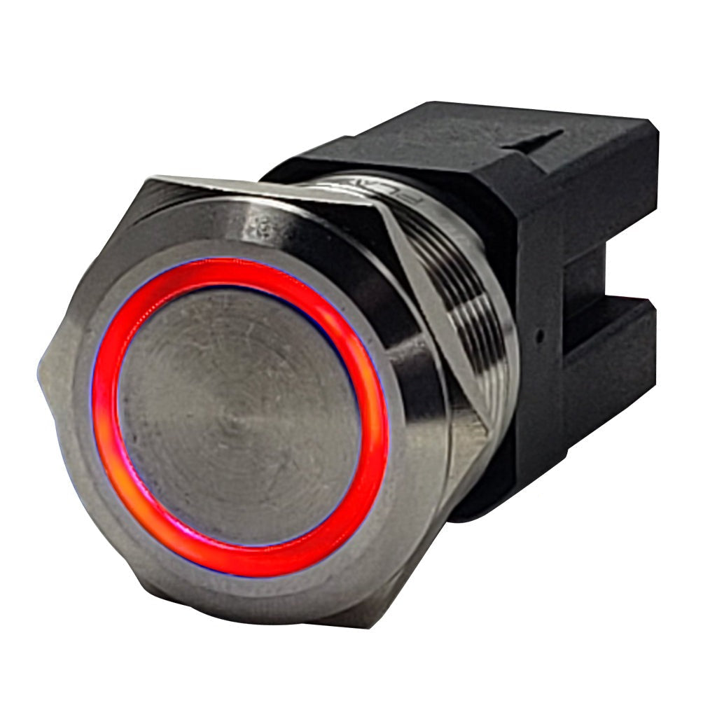 Plashlight Marine Push Button Switch - Red LED - 20A - Stainless Steel