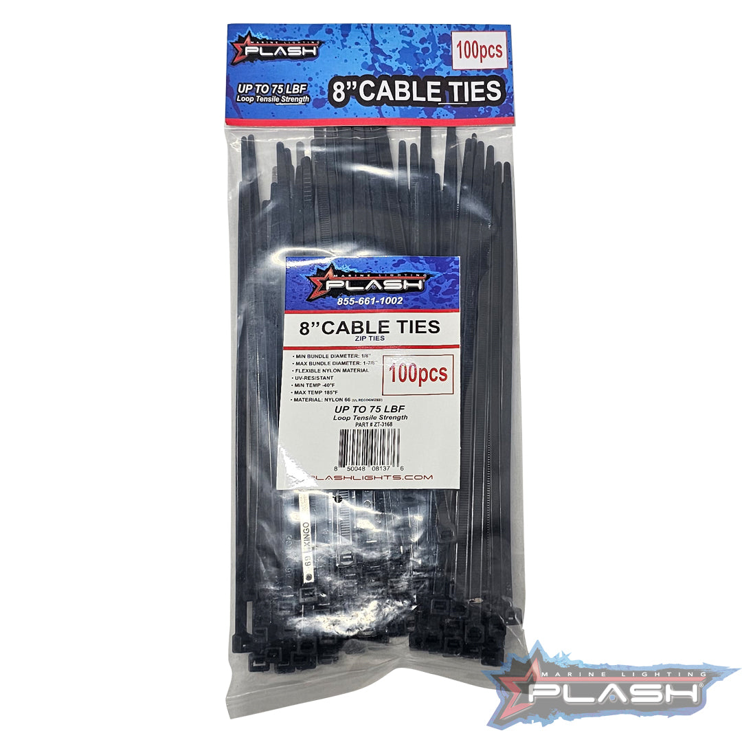 Plashlight 8" Cable (Zip) Ties - Pack of 100