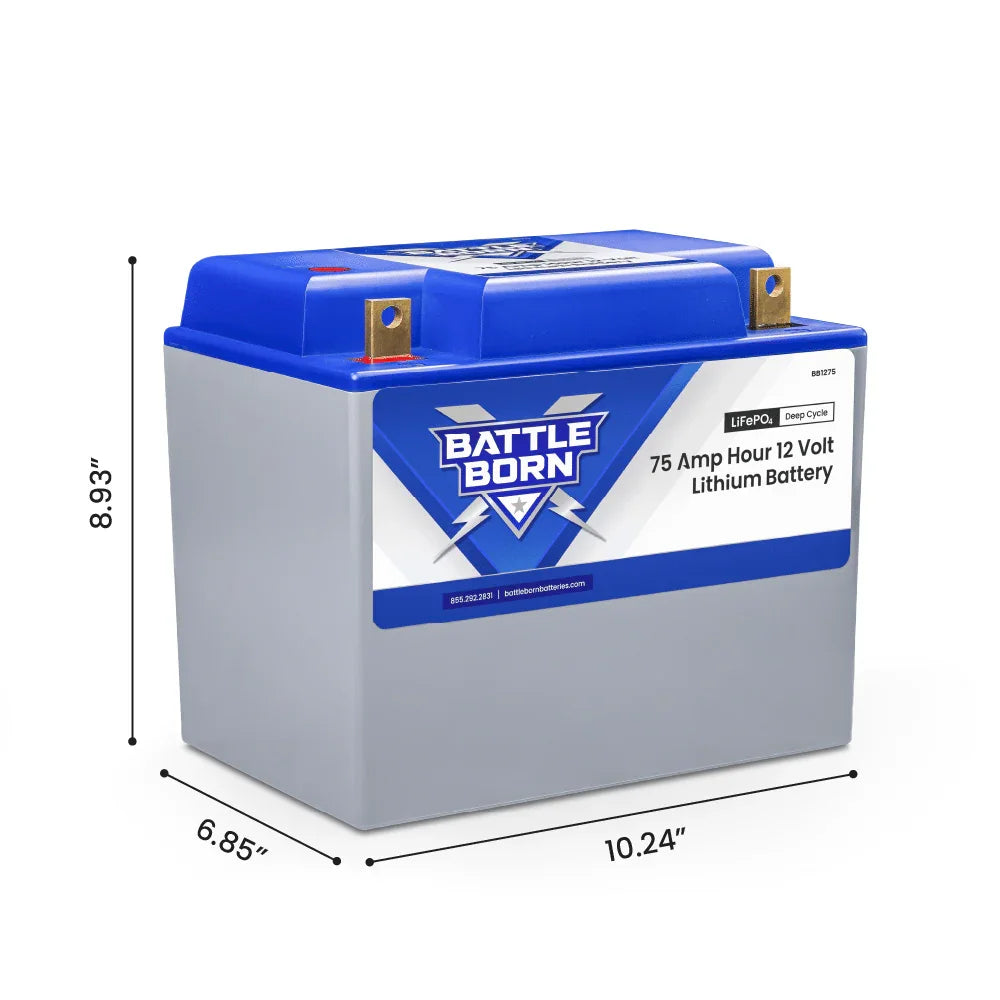 Battle Born 75Ah 12V Group 24 LiFePO4 Deep Cycle Battery - Green Vista Living