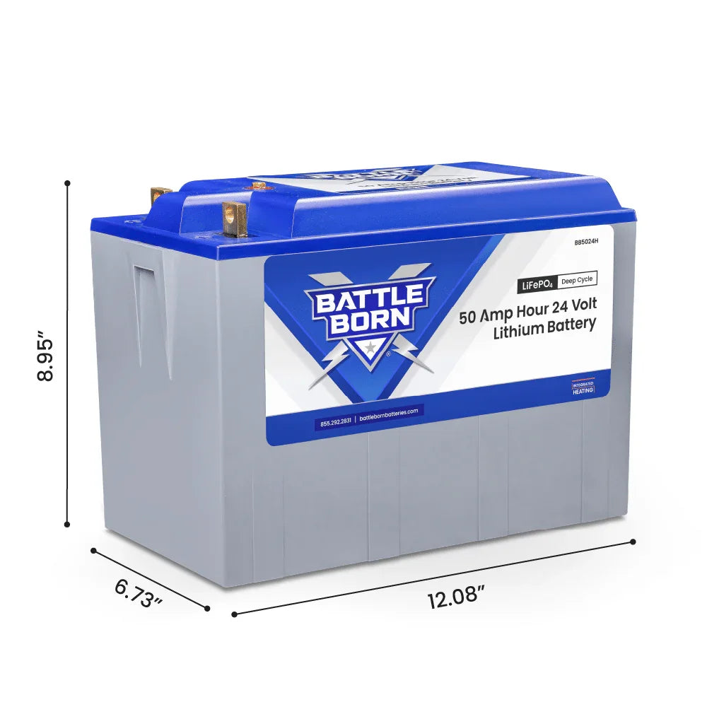 Battle Born 50Ah 24V LiFePO4 Heated Battery Kit - Green Vista Living