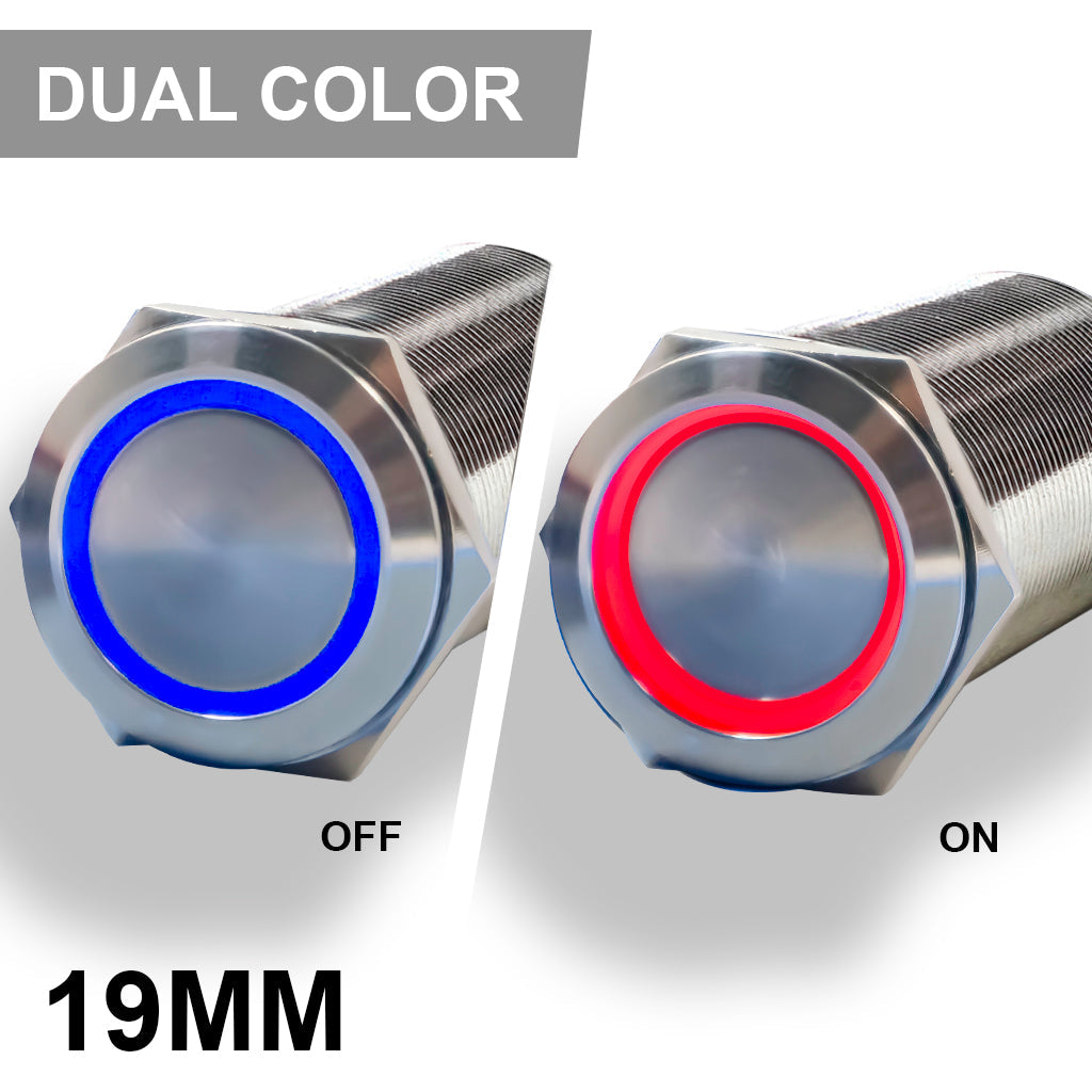 Plashlight REVERT Harsh Environment Dual Color Push Button Marine Switch | 19MM | Stainless Steel