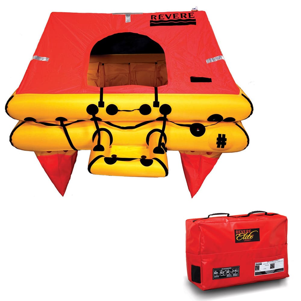 Revere Liferaft USCG/SOLAS 10 Persons Round Canister (A) w/ HRU &; Cradle