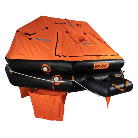 Revere Liferaft USCG/SOLAS 20 Persons Round Canister (A) w/ HRU &; Cradle