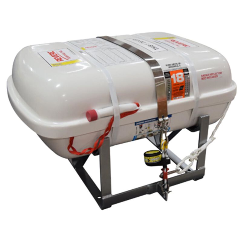 Revere Liferaft USCG/SOLAS 6 Persons Low Profile Canister (A) w/ HRU &; Cradle