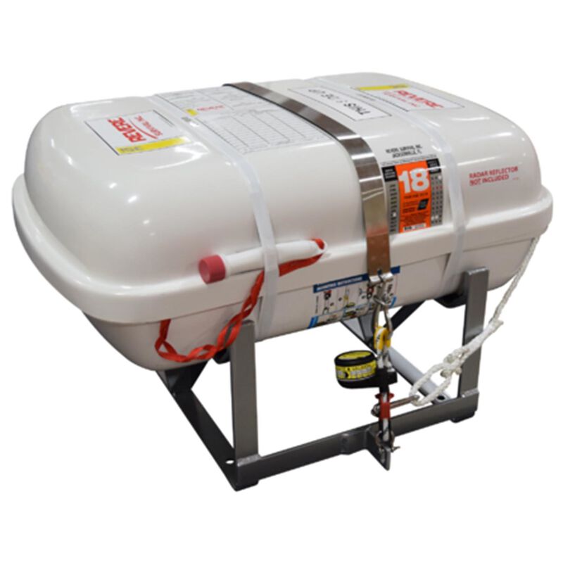 Revere Liferaft USCG/SOLAS 8 Persons Low Profile Canister (A) w/ HRU &; Cradle