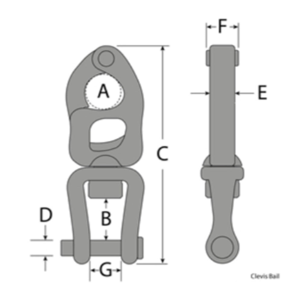 Tylaska Snap Shackle - Clevis Bail - T50C - Pin Dia: 7/8 in (TY1050-CR)