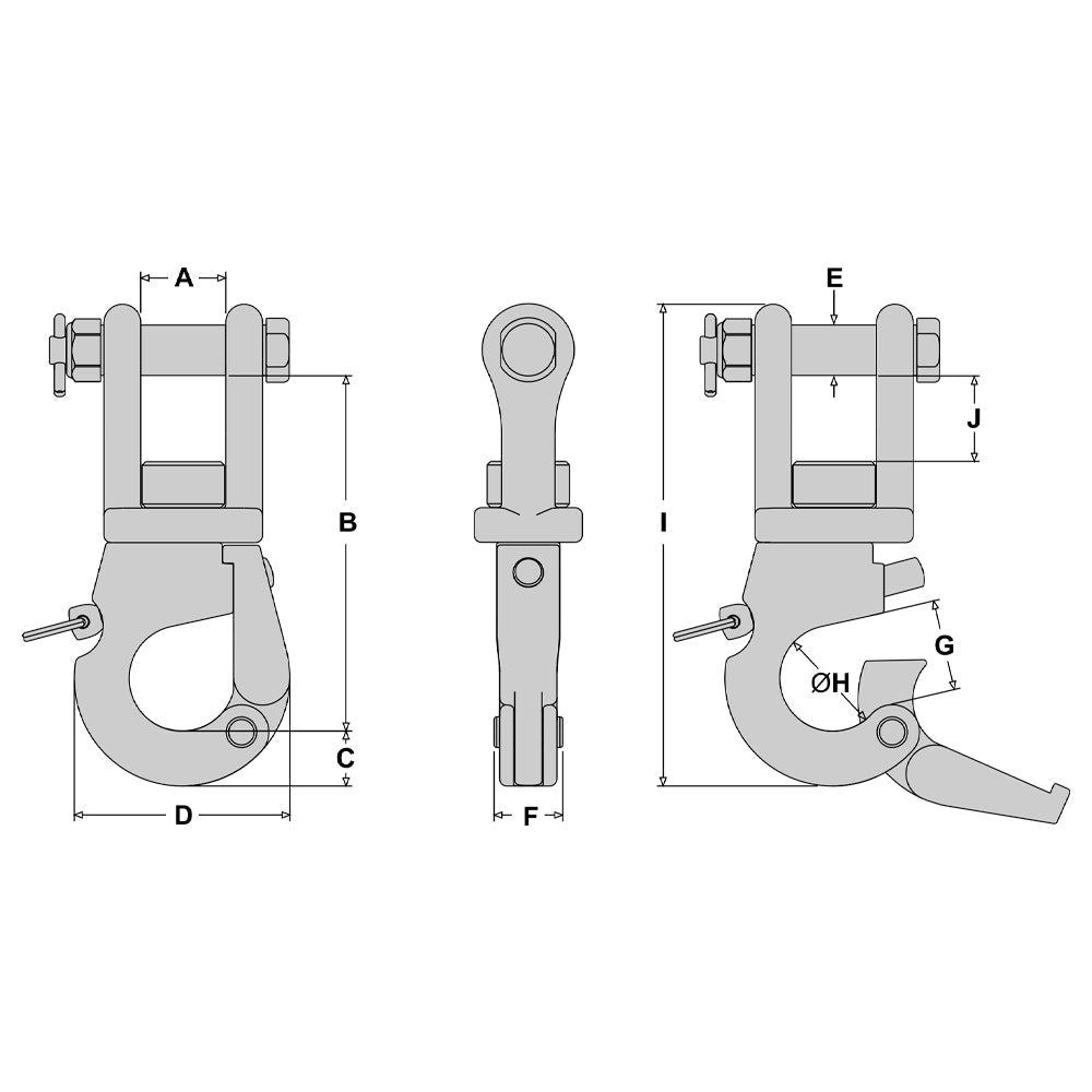 Tylaska Clevis Bail Plunger Style Shackle - SS20L (TY2020L-C)
