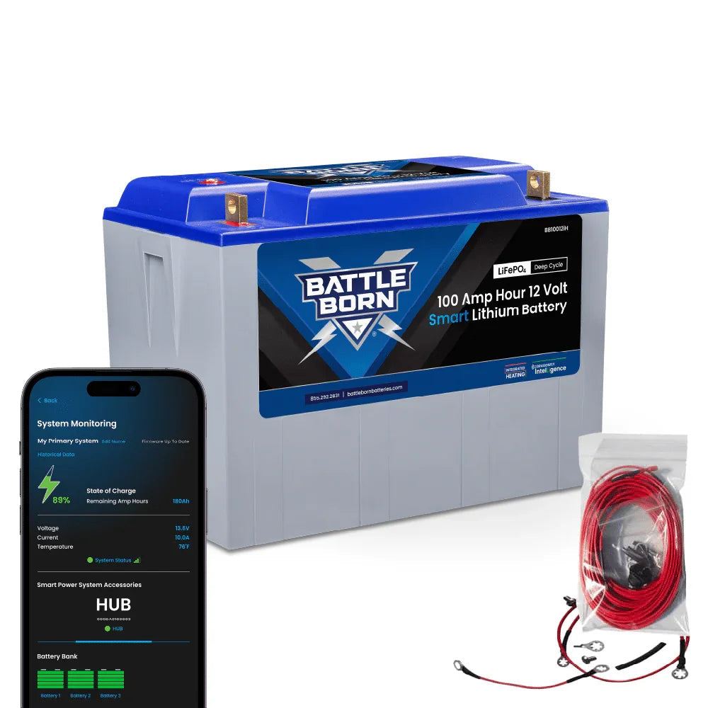 Battle Born 100Ah 12V Smart Heated LiFePO4 Deep Cycle Battery Kit - Green Vista Living