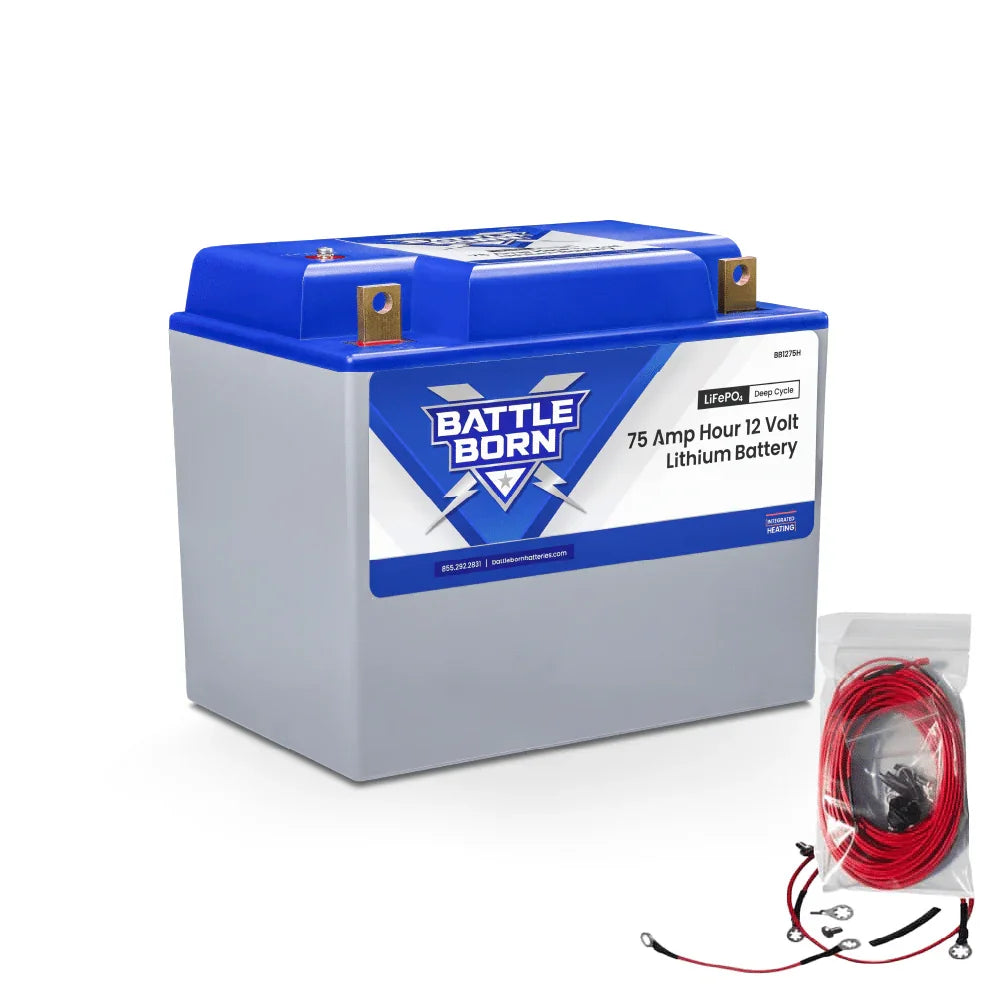 Battle Born 75Ah 12V Group 24 LiFePO4 Heated Battery Kit - Green Vista Living