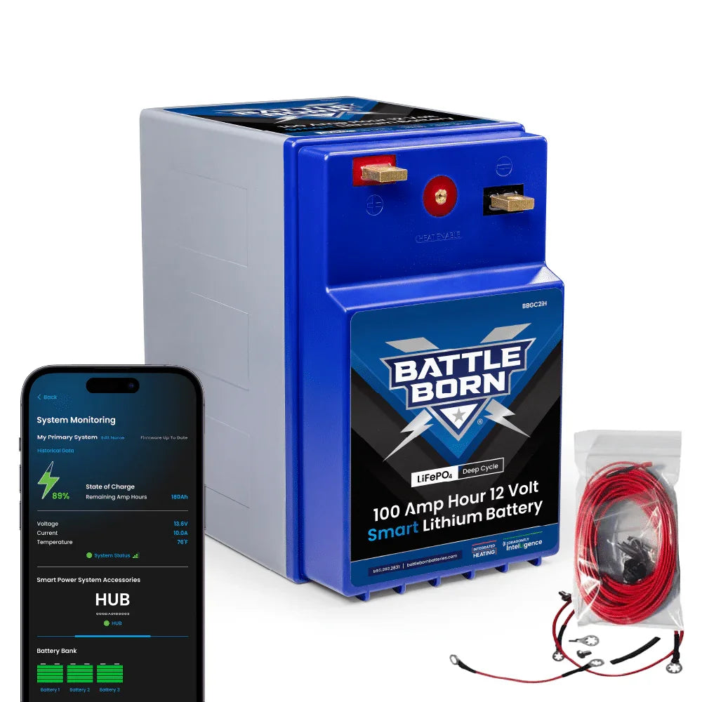 Battle Born 100Ah 12V GC2 Smart Heated LiFePO4 Deep Cycle Battery Kit - Green Vista Living
