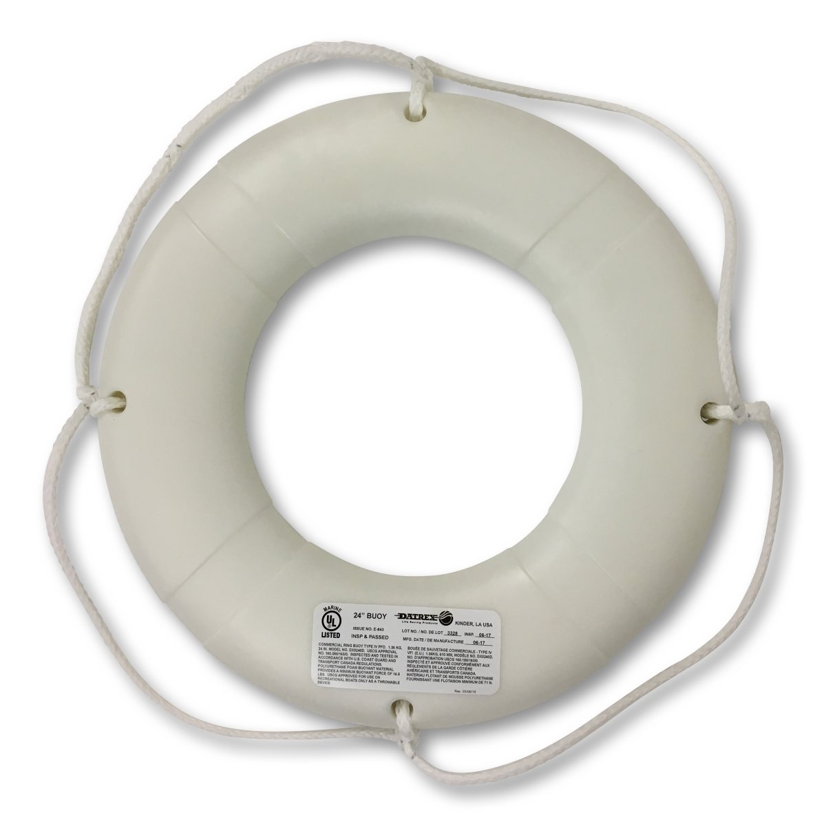 DATREX 24″ Lifering White USCG, No Tape
