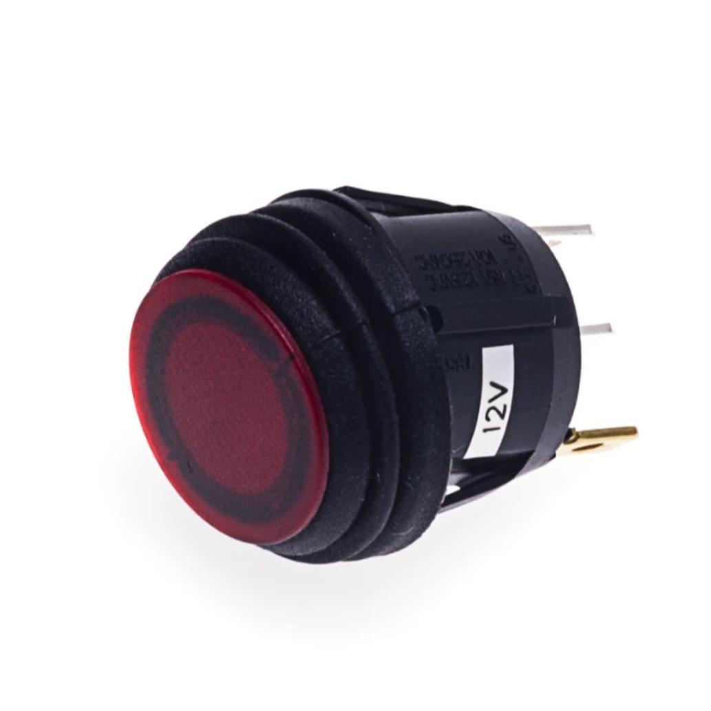 Plashlight Round Waterproof Rocker Switch - Illuminates Red