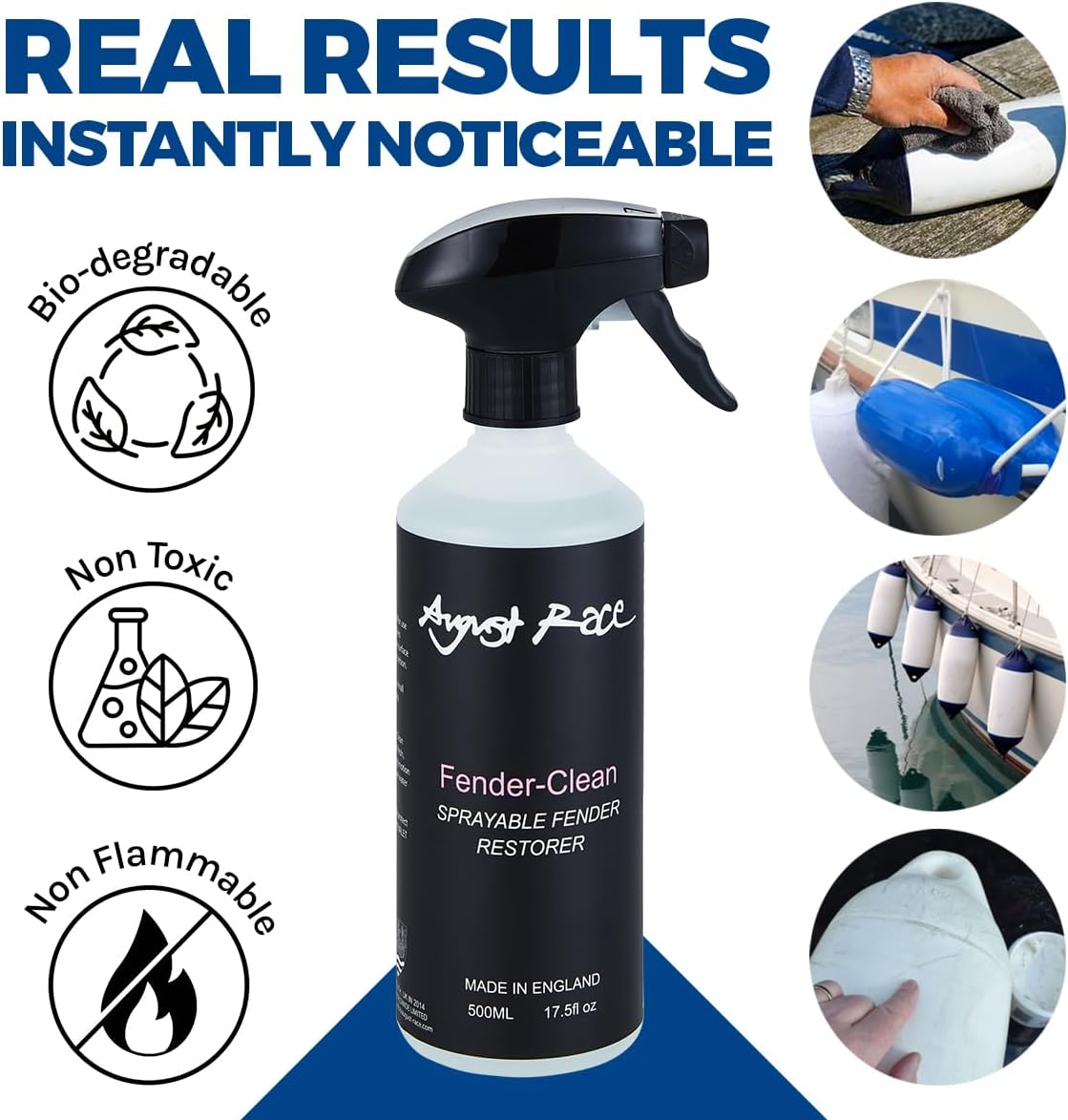 August Race Boat Fender Cleaner - Removes Scuffs, Oxidation & Black Marks from PVC & Vinyl (500ml)