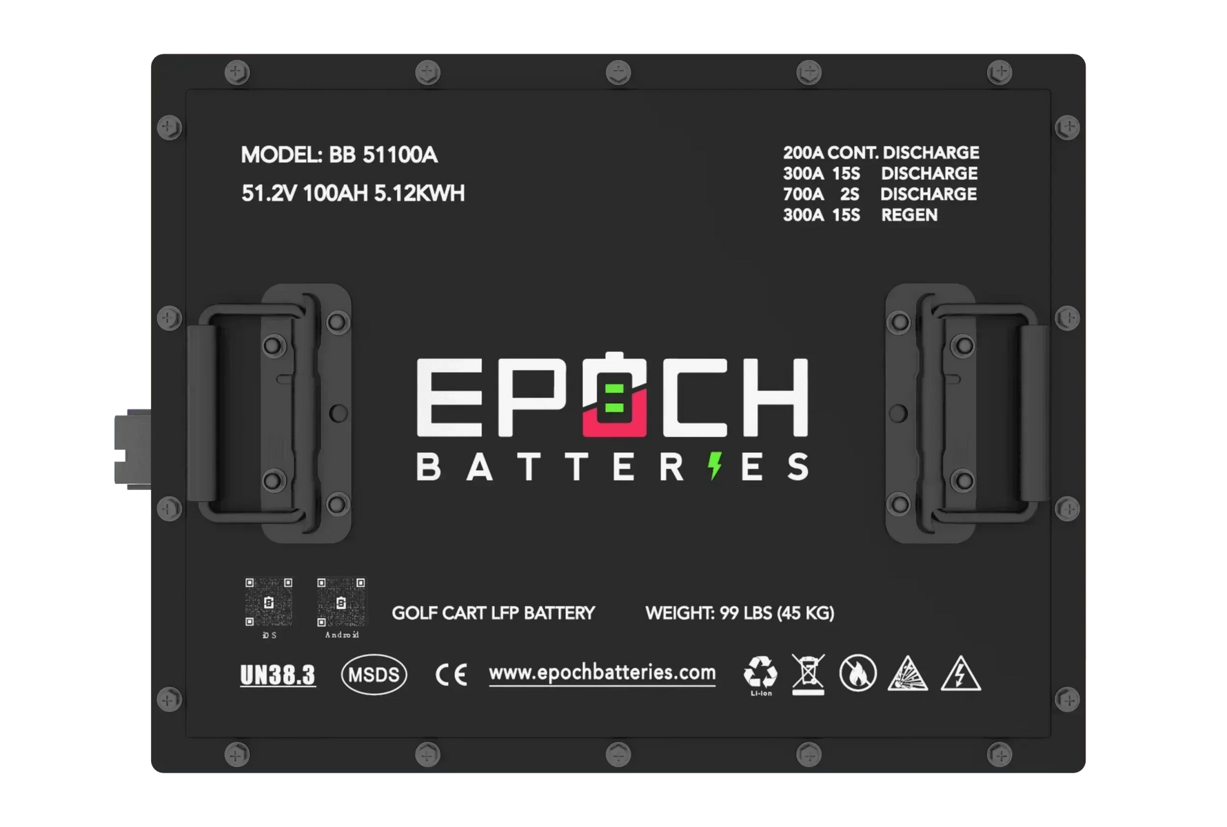Epoch Batteries 48V 105Ah (Other) Lithium (LiFePO4) Golf Cart Battery - Complete Kit - Green Vista Living